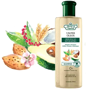 Imagem de Shampoo 5 Super Óleos Hidratação Reparadora - Flores & Vegetais 310ml
